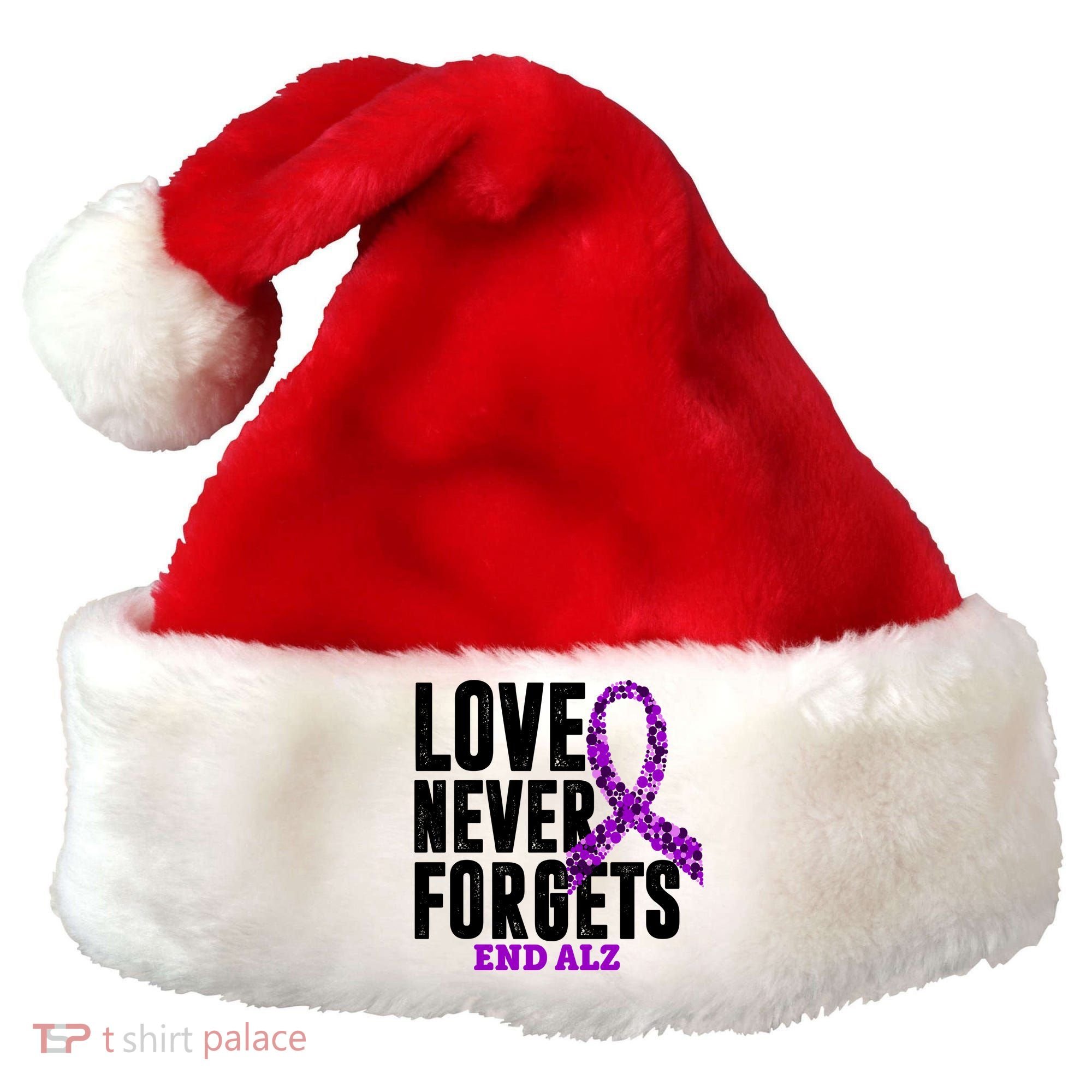 Love Never Forgets End Alzheimer Awareness Santa Hat