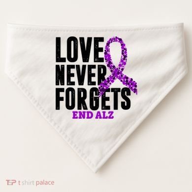 Love Never Forgets End Alzheimer Awareness USA-Made Doggie Bandana