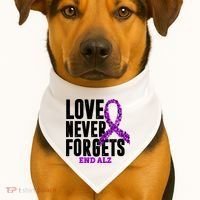 Love Never Forgets End Alzheimer Awareness USA-Made Doggie Bandana thumb 1