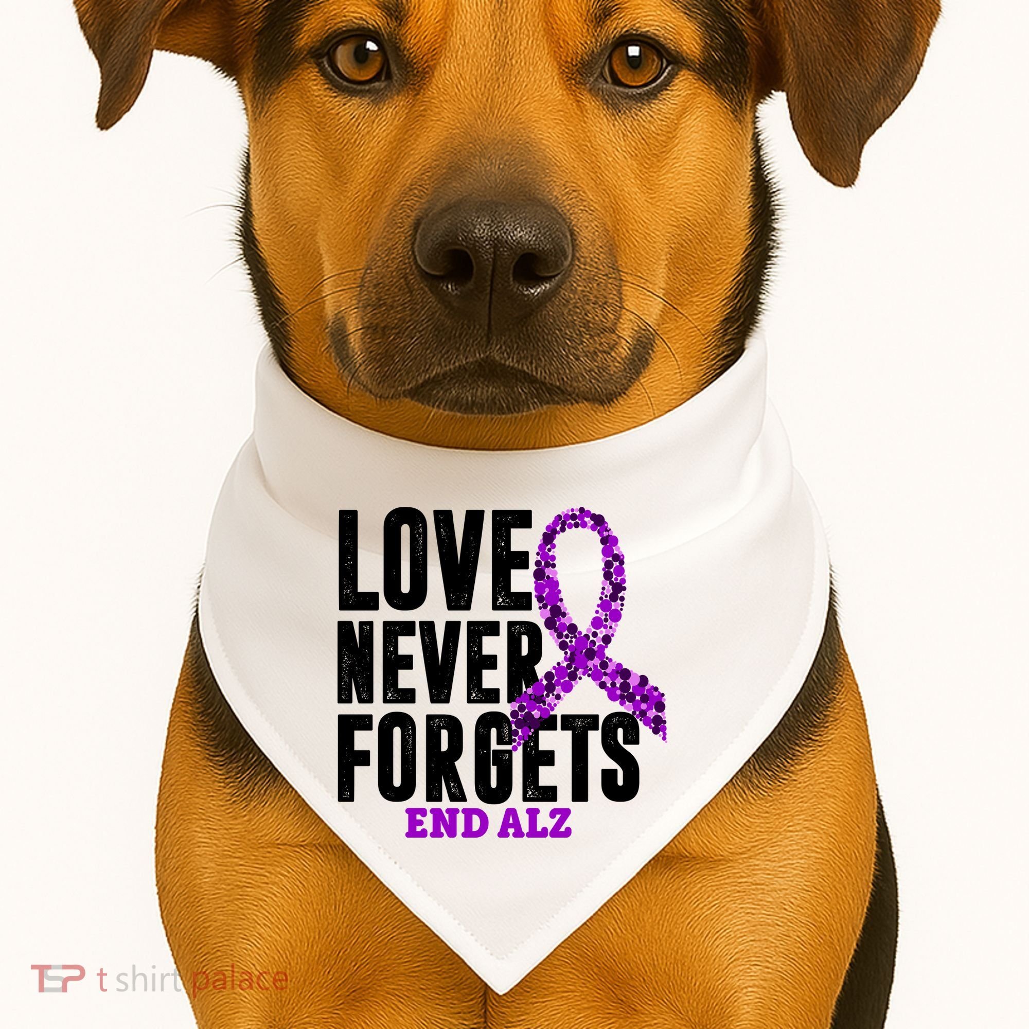 Love Never Forgets End Alzheimer Awareness USA-Made Doggie Bandana