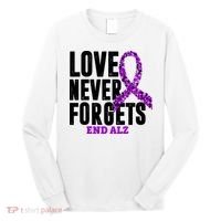 Love Never Forgets End Alzheimer Awareness Long Sleeve Shirt thumb 0