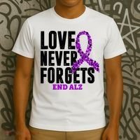 Love Never Forgets End Alzheimer Awareness T-Shirt thumb 3