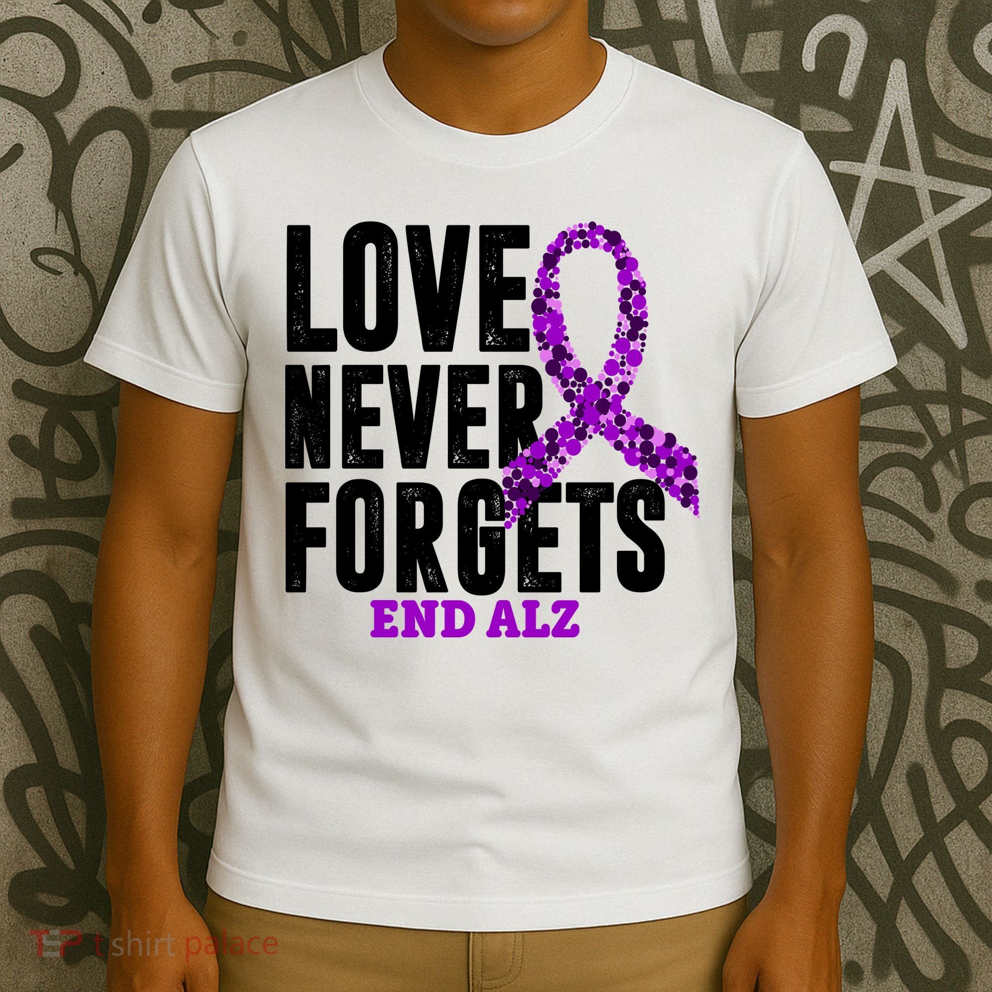 Love Never Forgets End Alzheimer Awareness T-Shirt