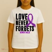 Love Never Forgets End Alzheimer Awareness T-Shirt thumb 4