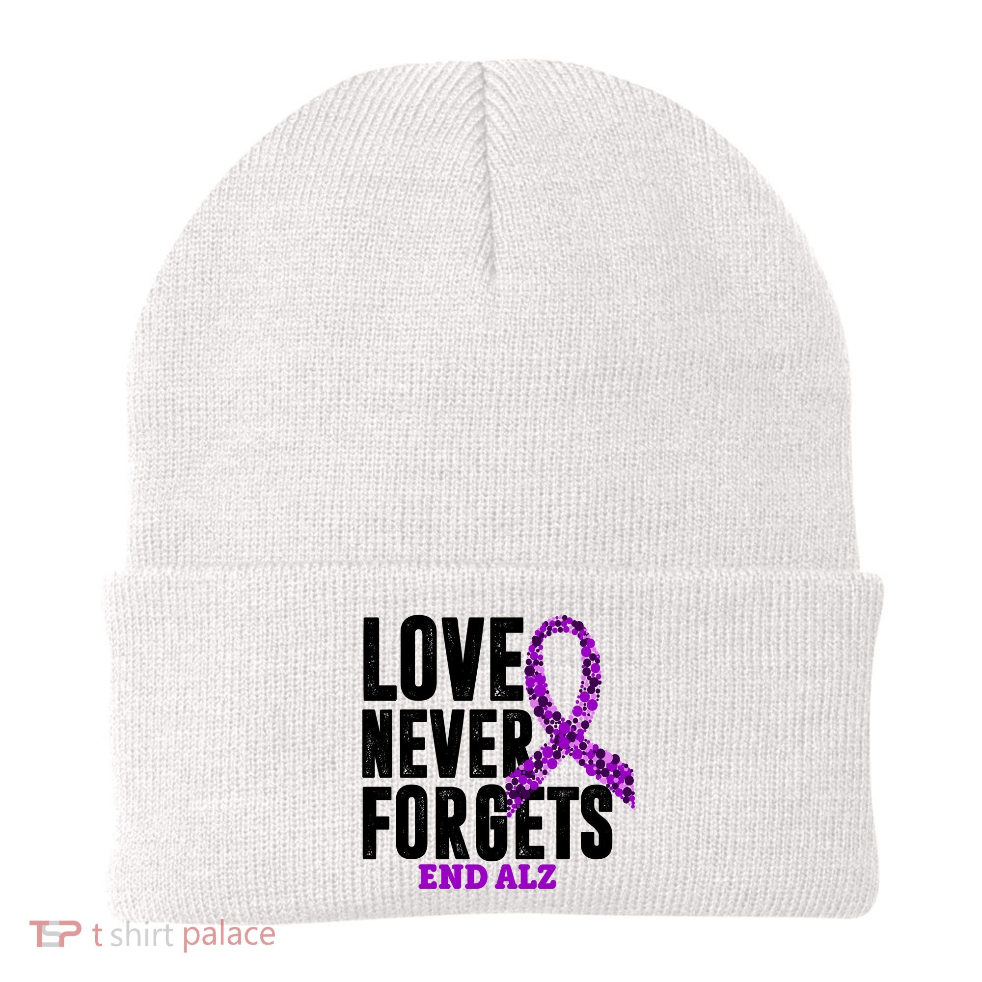 Love Never Forgets End Alzheimer Awareness Beanie