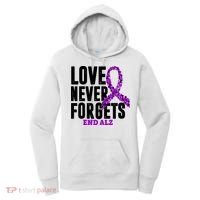 Love Never Forgets End Alzheimer Awareness Women's Hoodie thumb 0