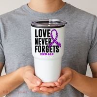 Love Never Forgets End Alzheimer Awareness Tumbler thumb 2
