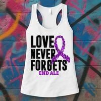 Love Never Forgets End Alzheimer Awareness Women's Tank Top thumb 3