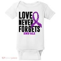 Love Never Forgets End Alzheimer Awareness Baby Bodysuit thumb 0