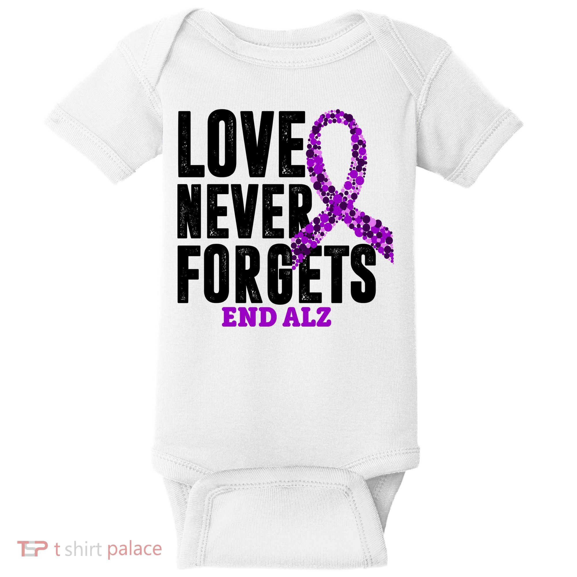 Love Never Forgets End Alzheimer Awareness Baby Bodysuit