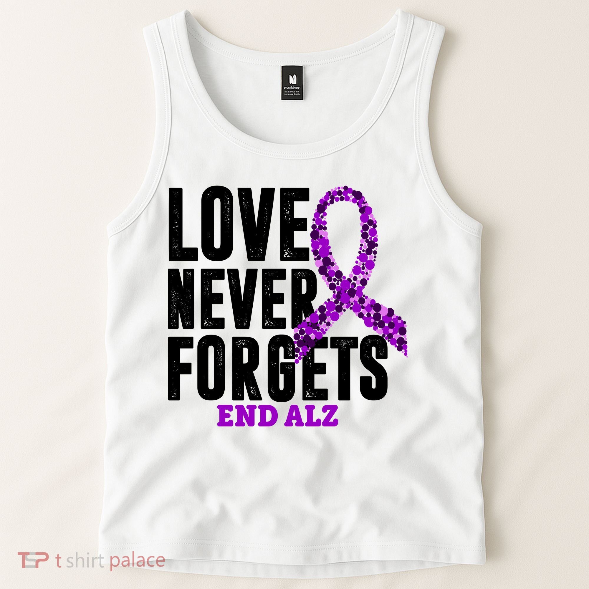Love Never Forgets End Alzheimer Awareness Tank Top
