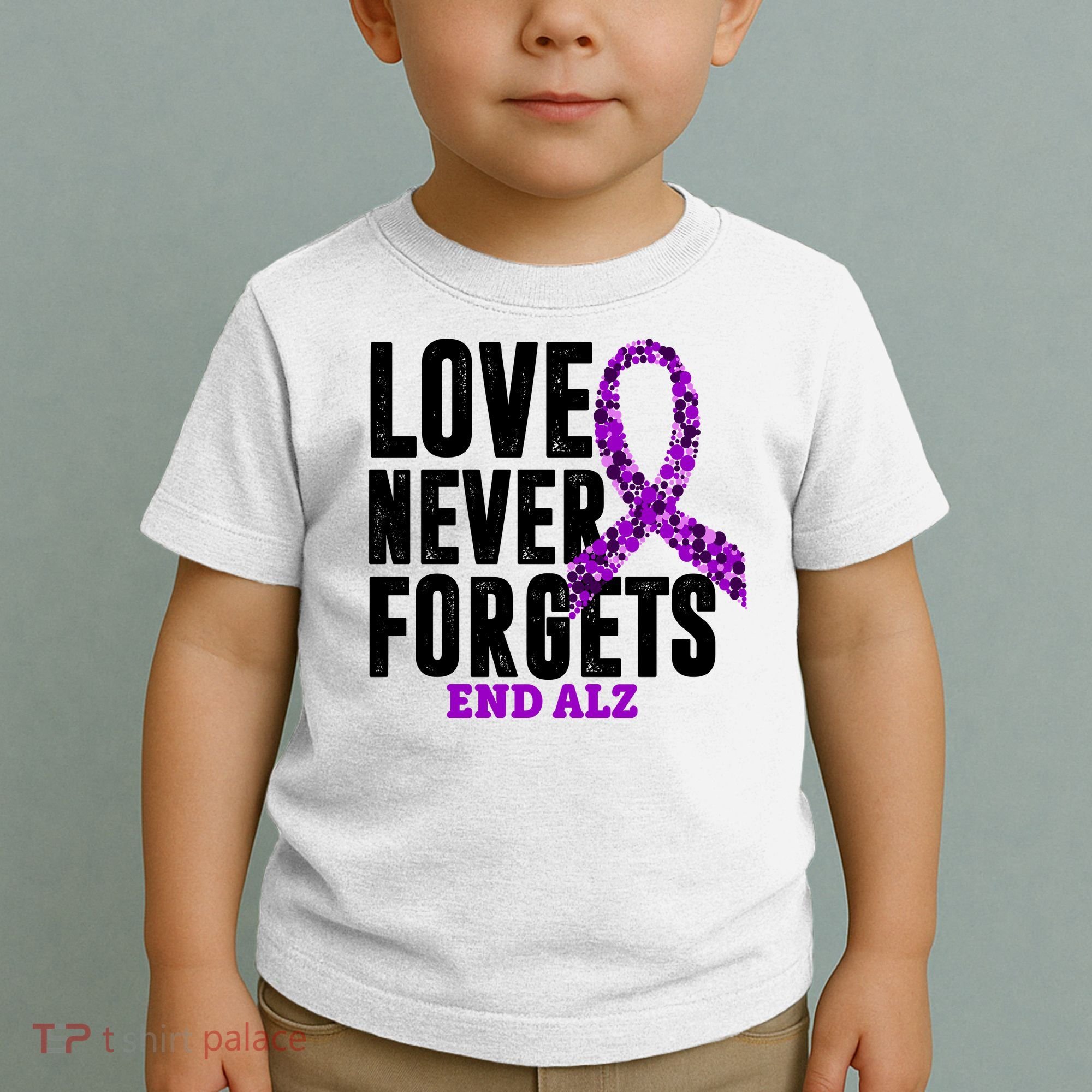 Love Never Forgets End Alzheimer Awareness Toddler T-Shirt
