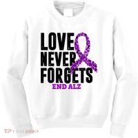 Love Never Forgets End Alzheimer Awareness Kids Sweatshirt thumb 0