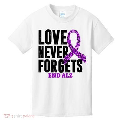 Love Never Forgets End Alzheimer Awareness Kids T-Shirt