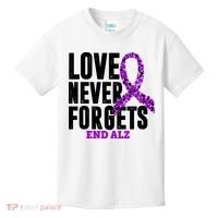 Love Never Forgets End Alzheimer Awareness Kids T-Shirt thumb 0