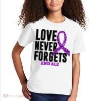 Love Never Forgets End Alzheimer Awareness Kids T-Shirt thumb 2