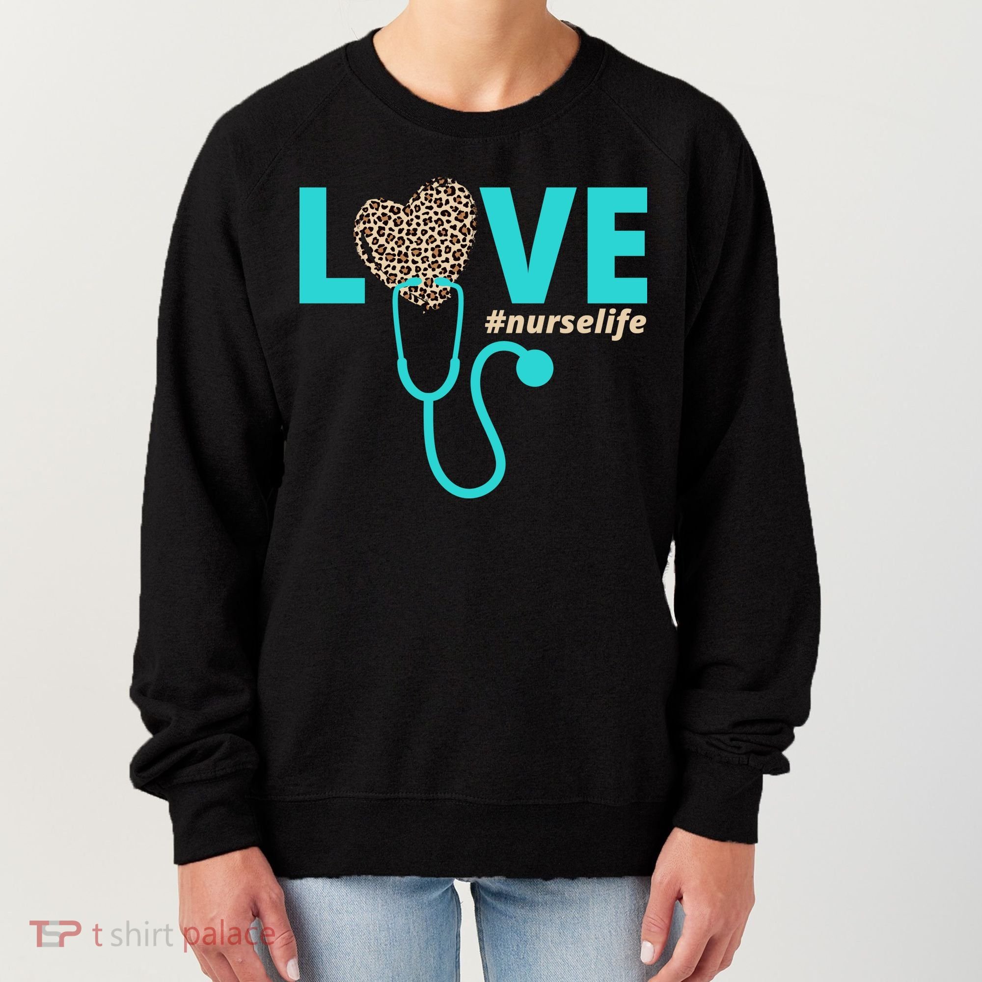 Love Nurse Life Leopard Heart Women's Sweatshirt