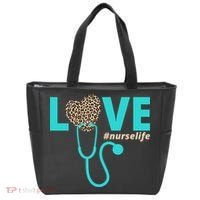 Love Nurse Life Leopard Heart Tote Bag thumb 0