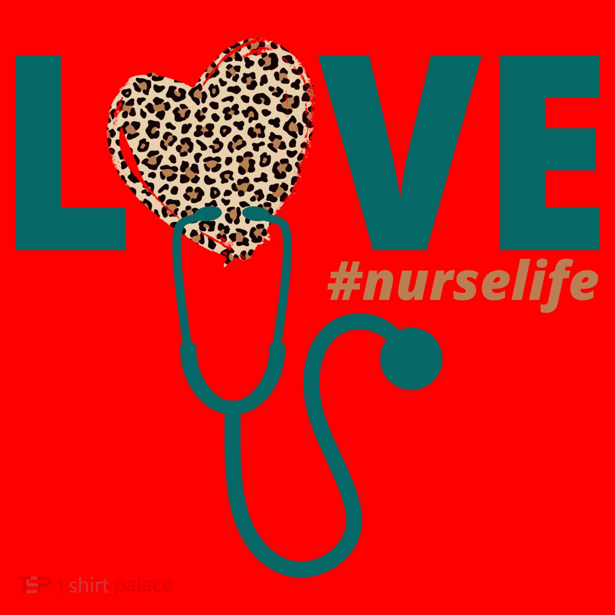 Love Nurse Life Leopard Heart Santa Hat