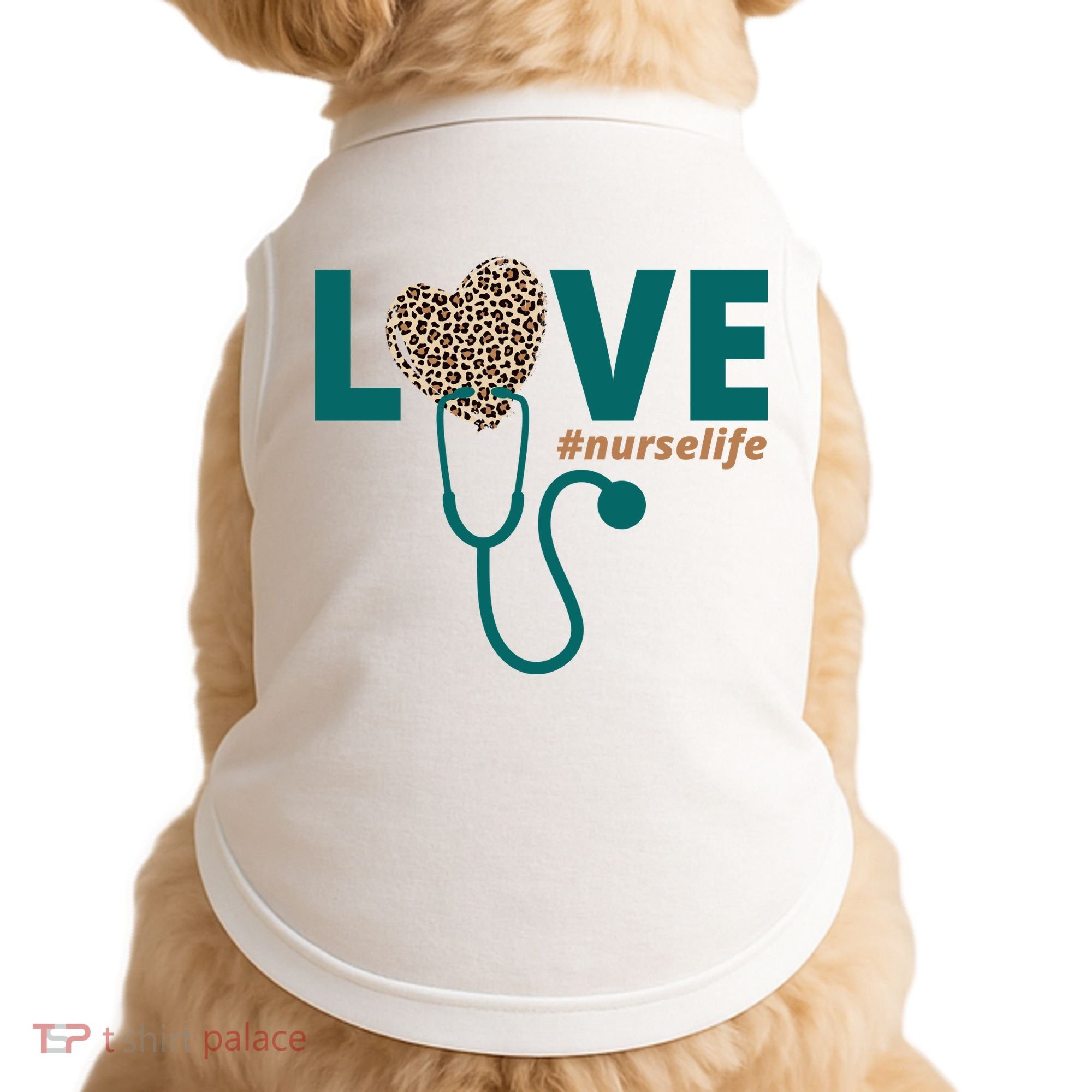 Love Nurse Life Leopard Heart Doggie Tank