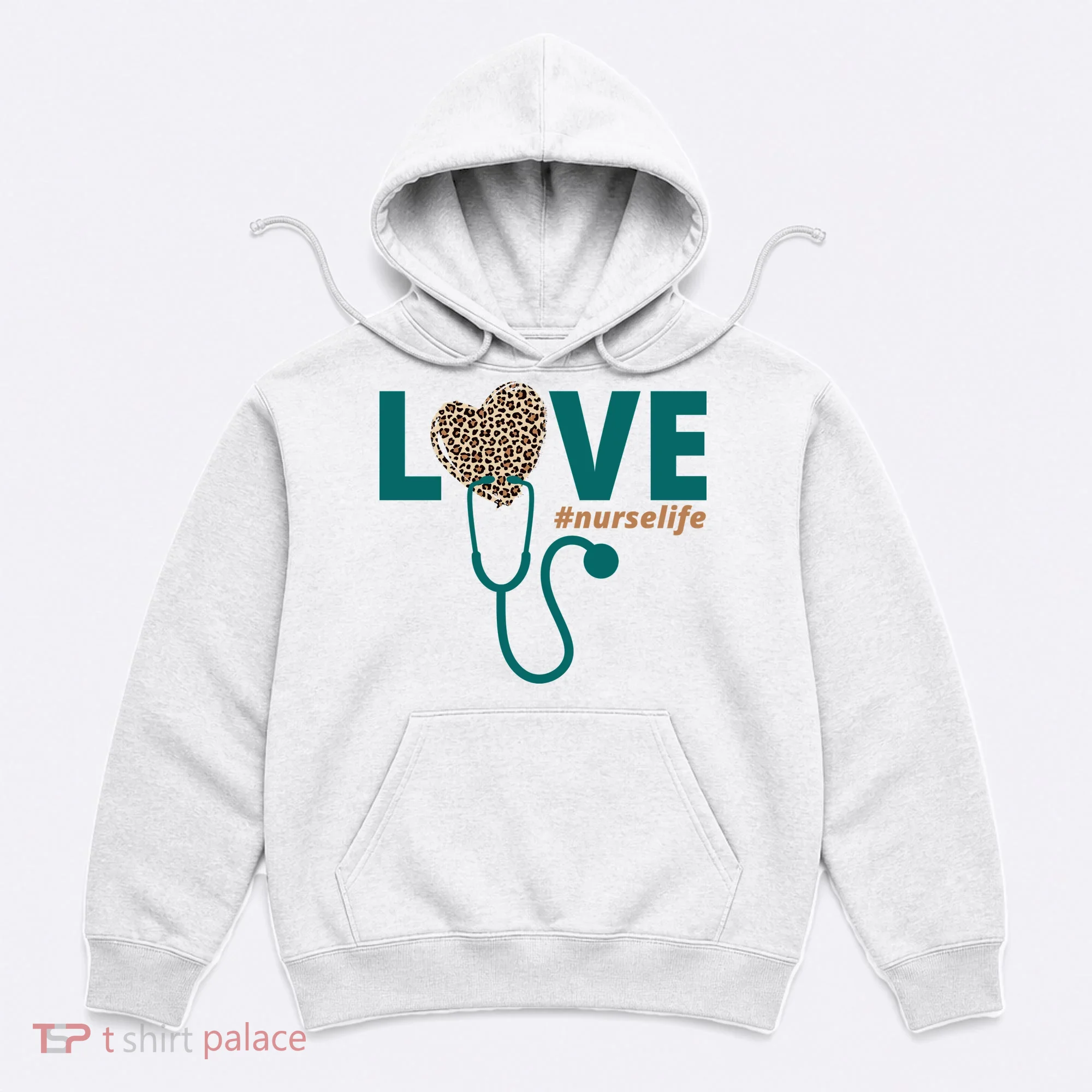 Love Nurse Life Leopard Heart Hoodie