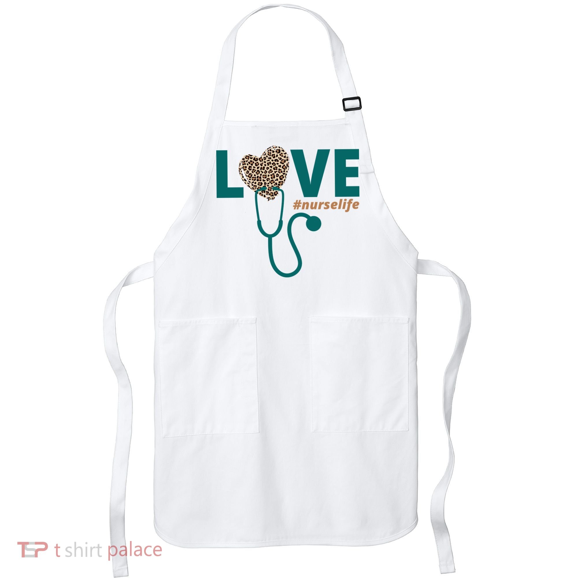Love Nurse Life Leopard Heart Apron