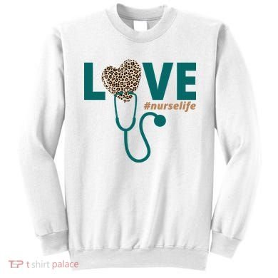 Love Nurse Life Leopard Heart Sweatshirt