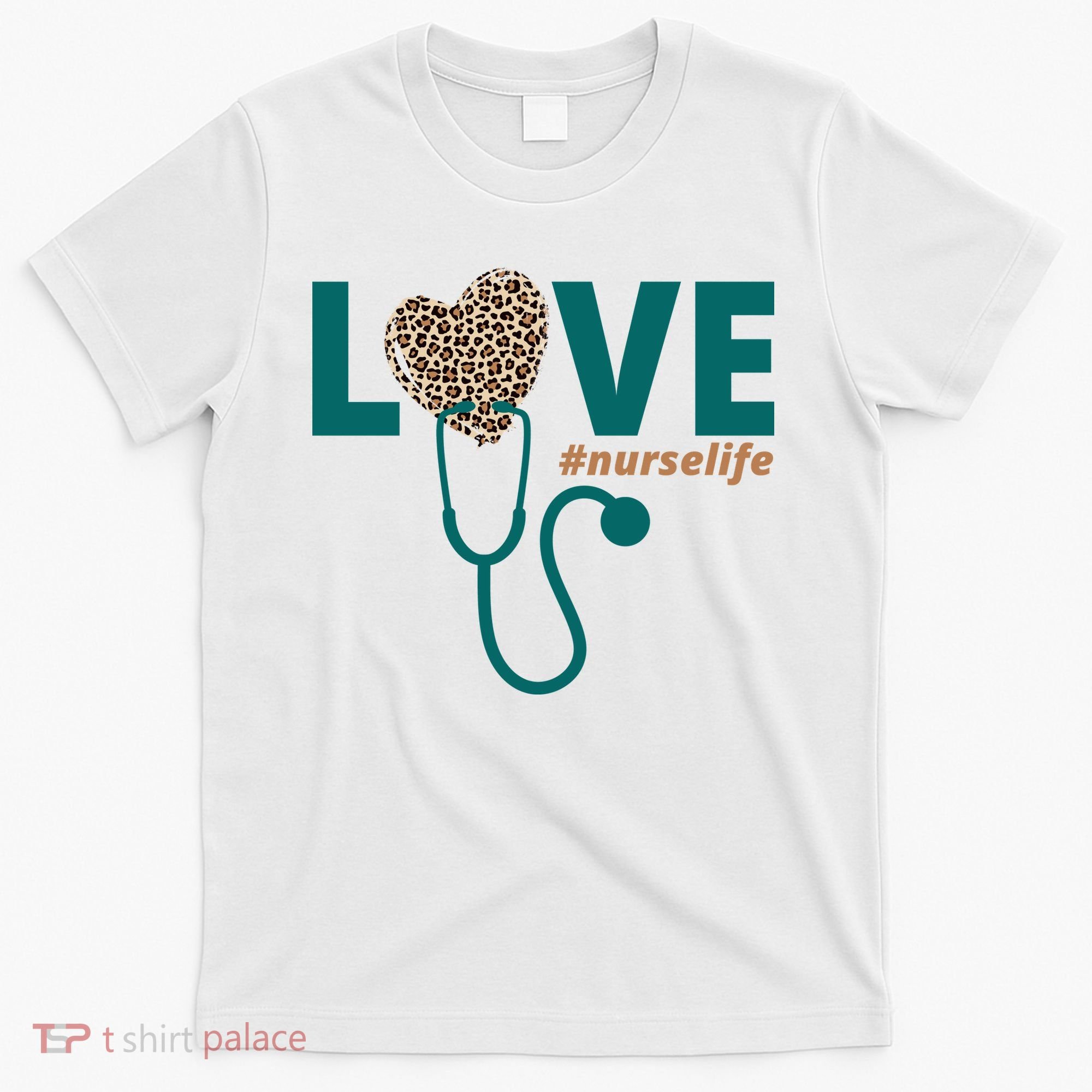 Love Nurse Life Leopard Heart T-Shirt