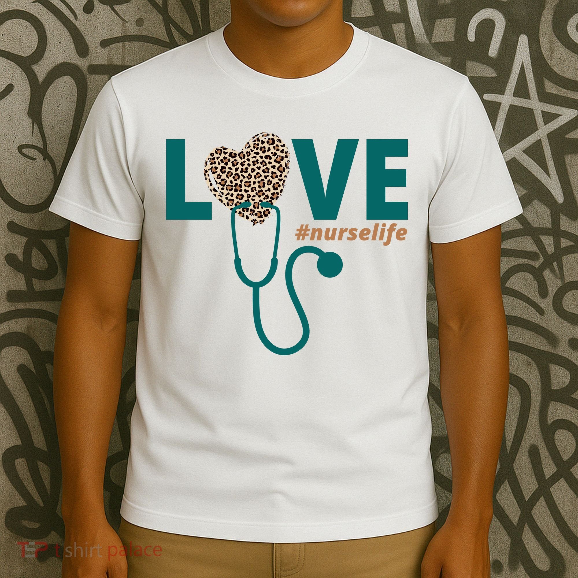 Love Nurse Life Leopard Heart T-Shirt