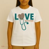 Love Nurse Life Leopard Heart T-Shirt thumb 4