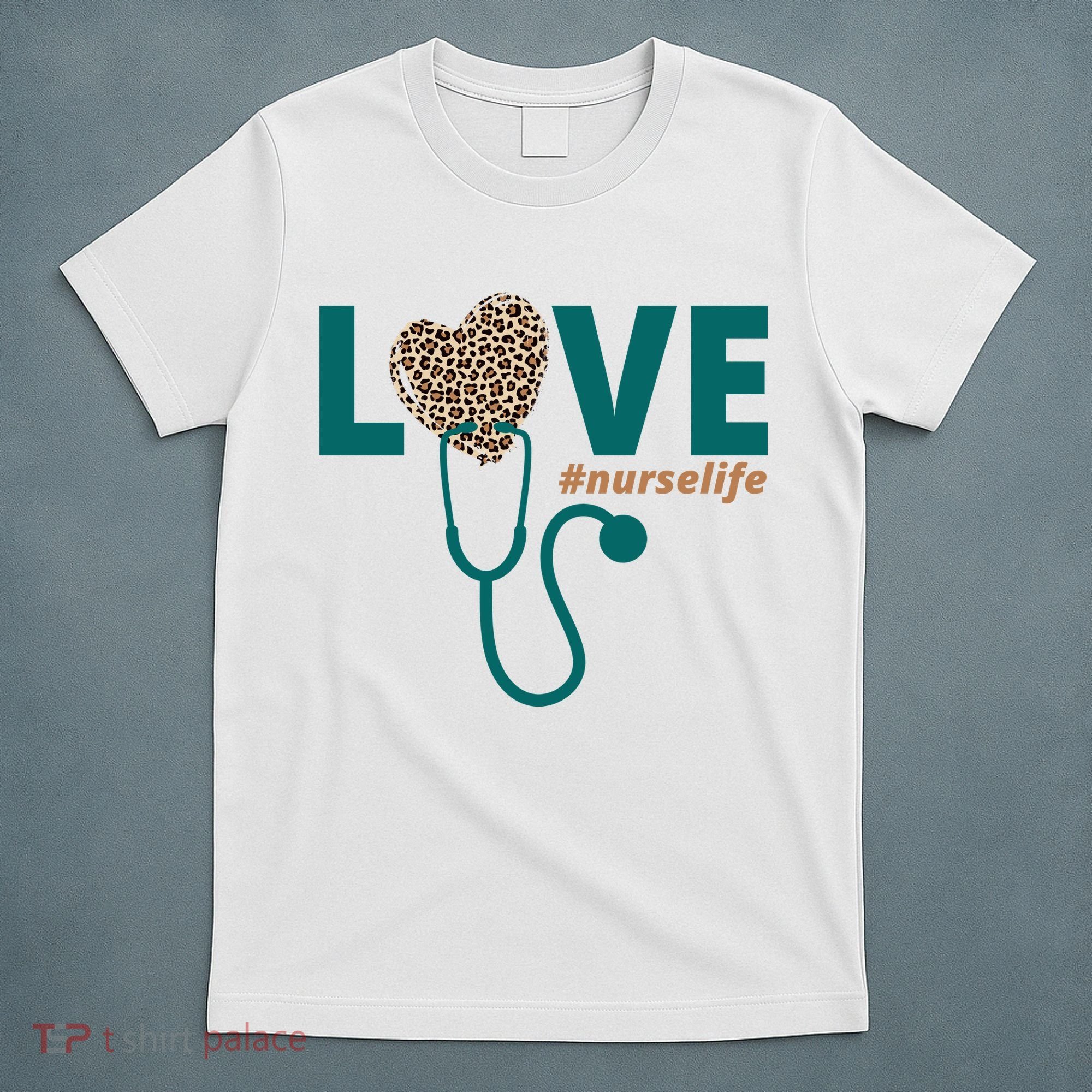 Love Nurse Life Leopard Heart T-Shirt