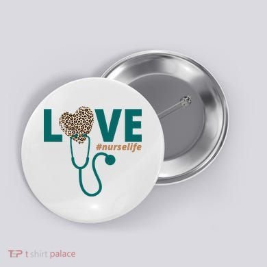 Love Nurse Life Leopard Heart Button