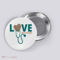 Love Nurse Life Leopard Heart Button thumb 0