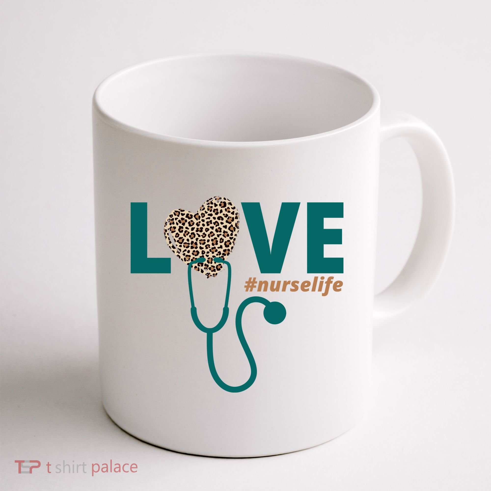 Love Nurse Life Leopard Heart Coffee Mug