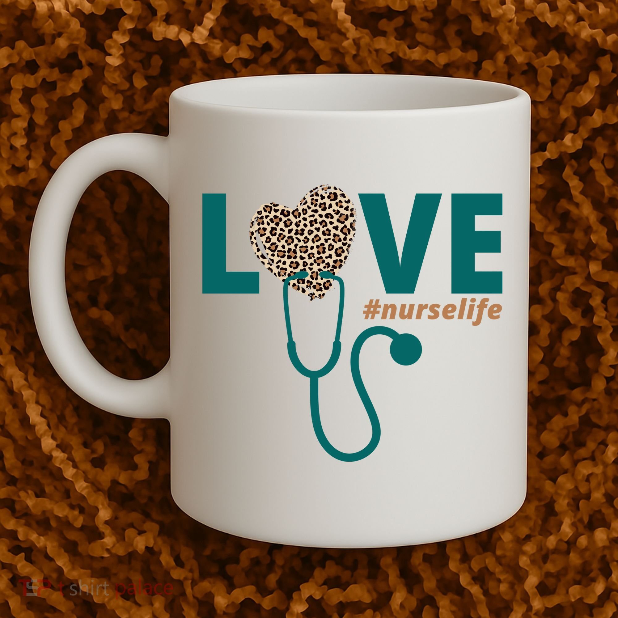 Love Nurse Life Leopard Heart Coffee Mug