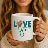Love Nurse Life Leopard Heart Coffee Mug thumb 3
