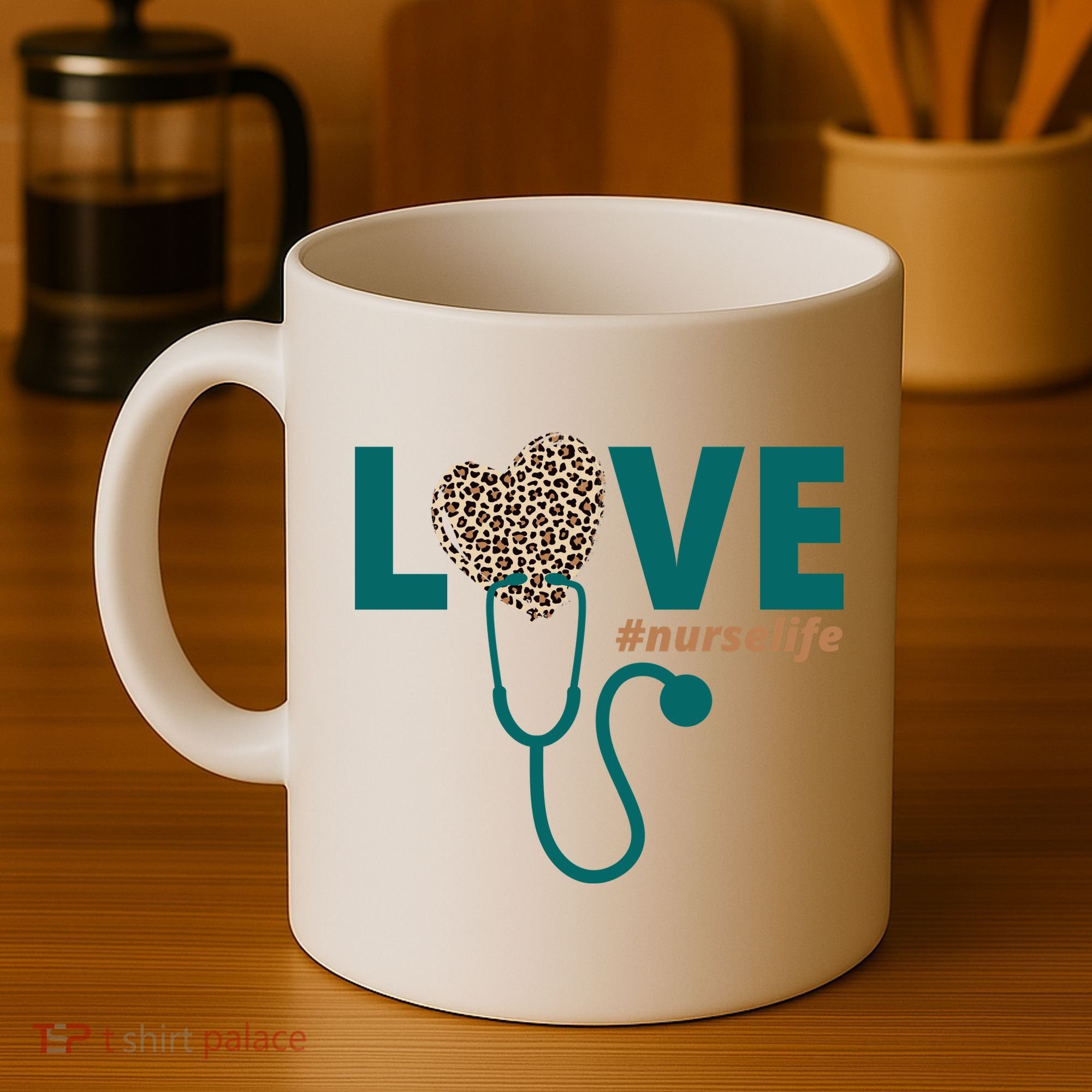 Love Nurse Life Leopard Heart Coffee Mug