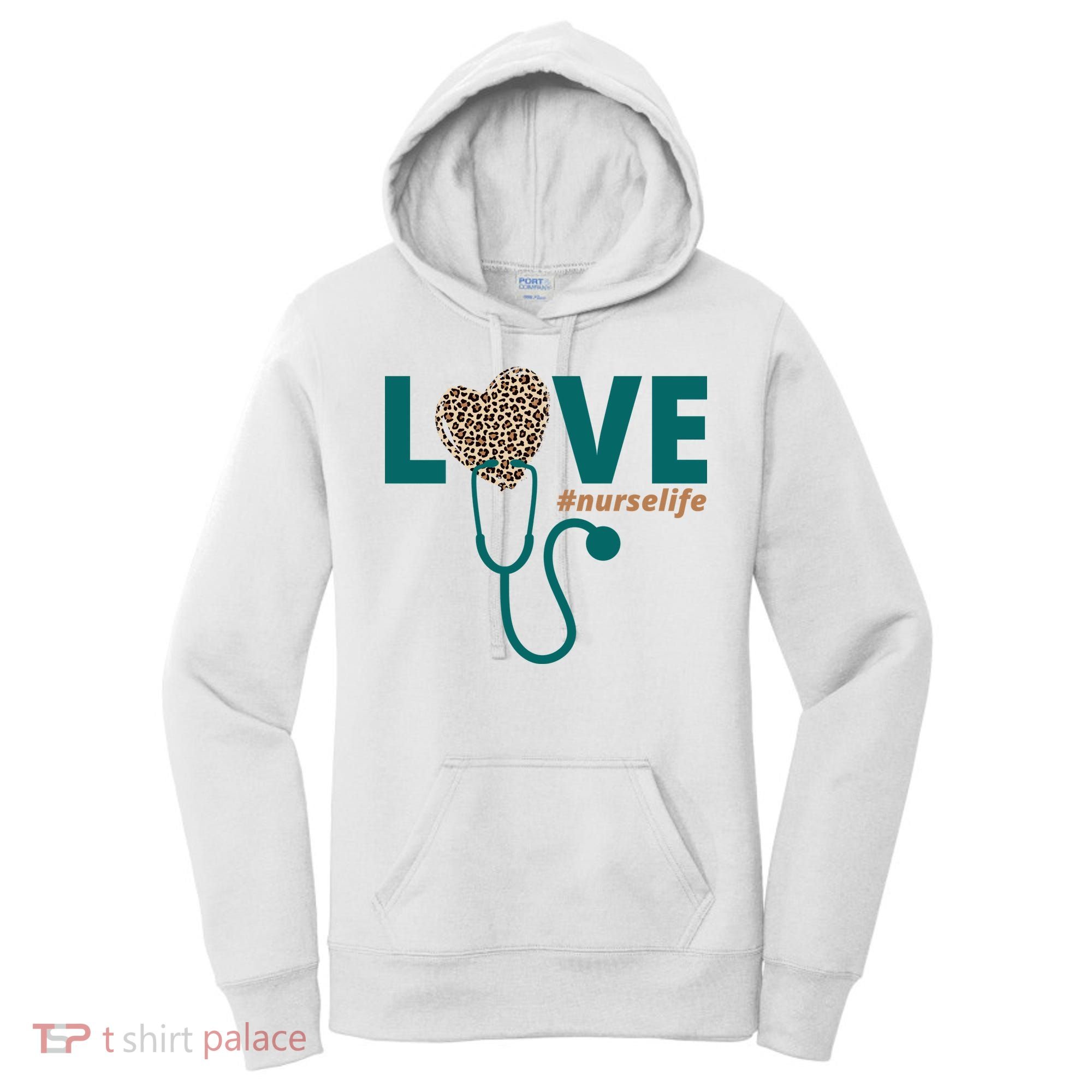 Love Nurse Life Leopard Heart Women's Hoodie