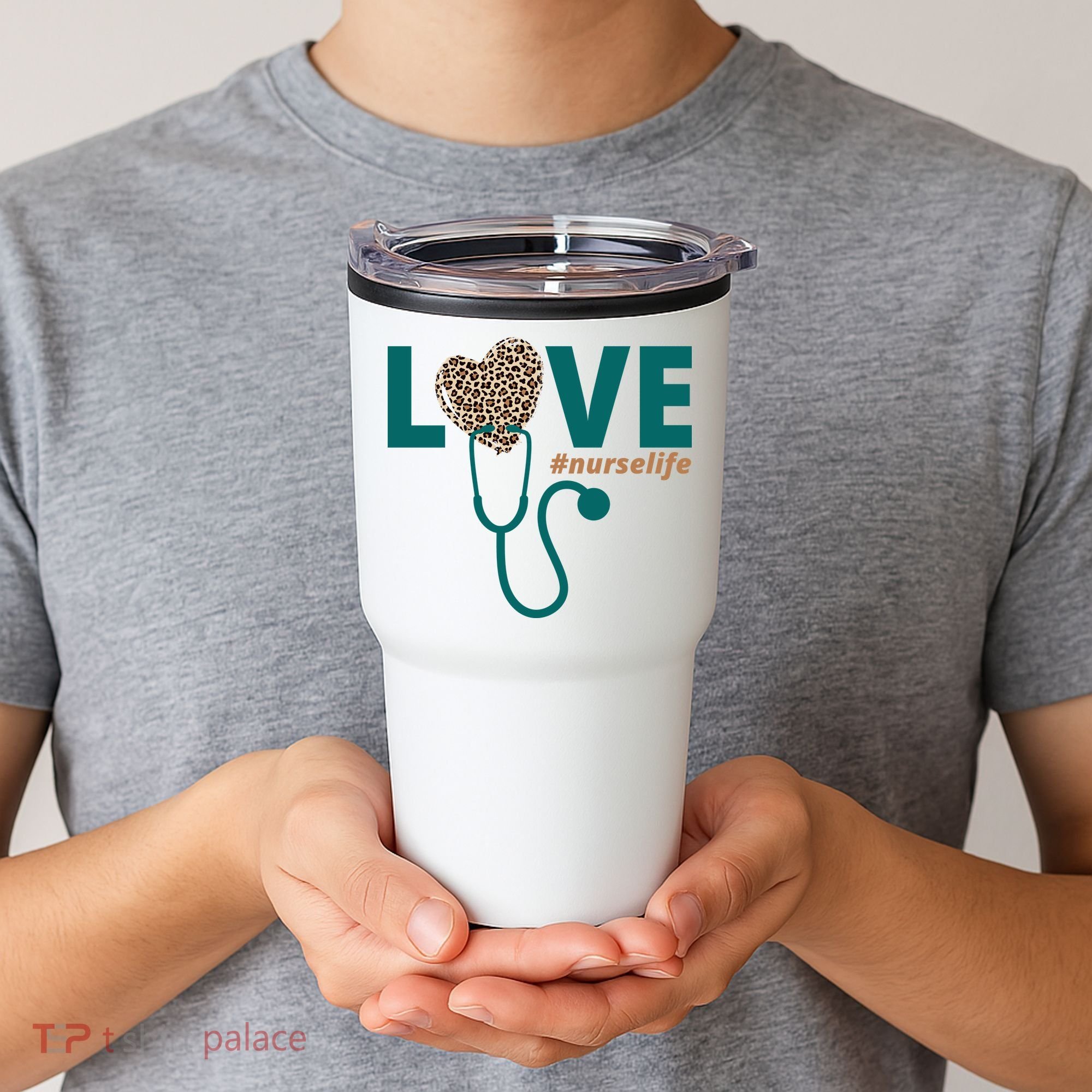 Love Nurse Life Leopard Heart Tumbler