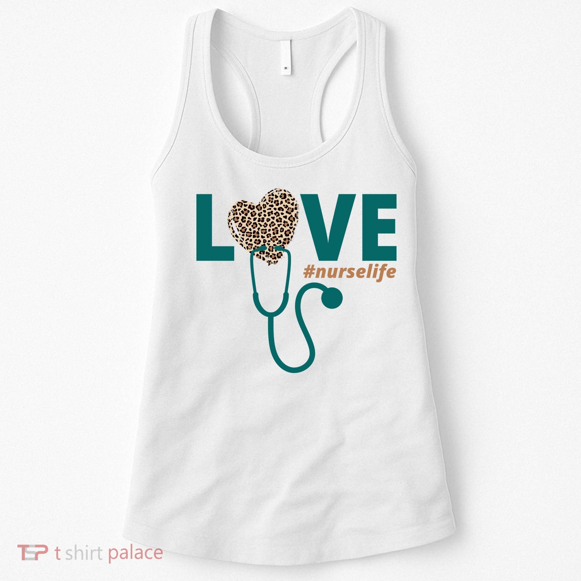 Love Nurse Life Leopard Heart Women's Tank Top