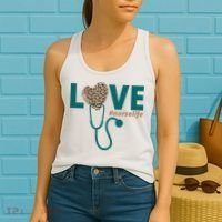 Love Nurse Life Leopard Heart Women's Tank Top thumb 2