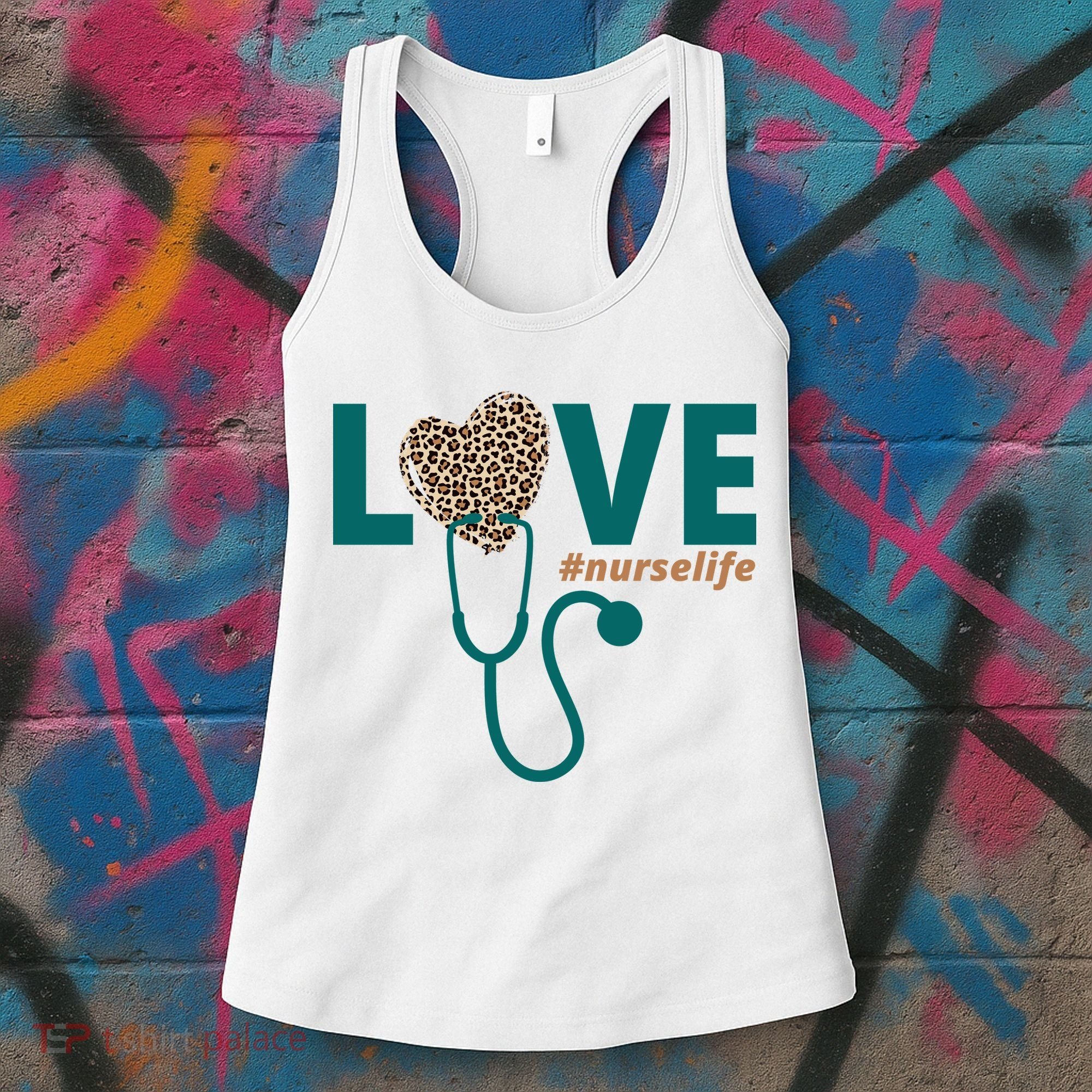 Love Nurse Life Leopard Heart Women's Tank Top