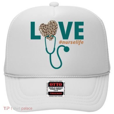 Love Nurse Life Leopard Heart Hat