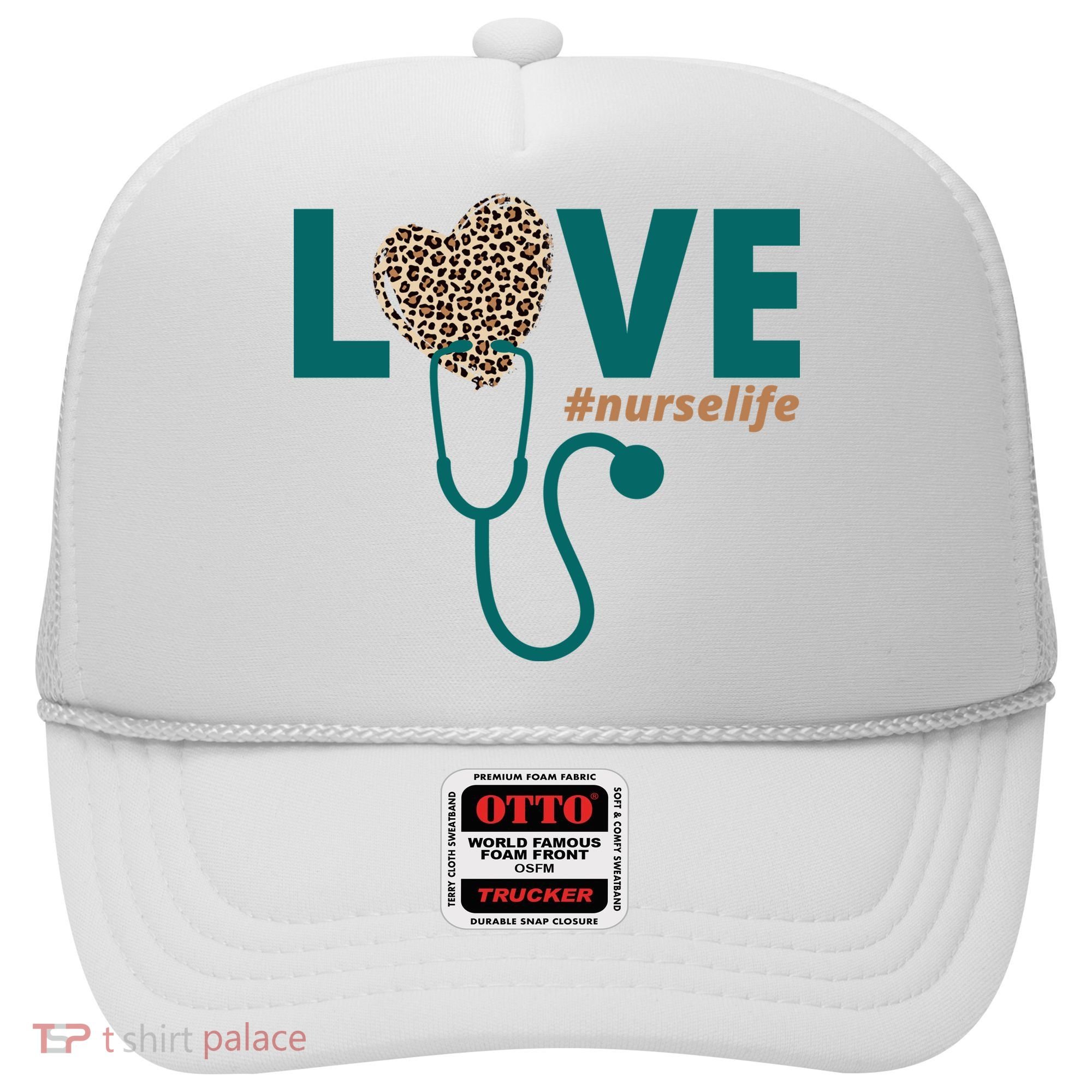 Love Nurse Life Leopard Heart Hat