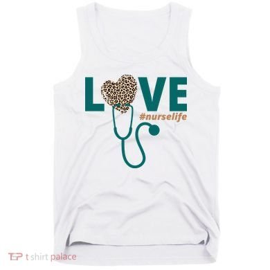 Love Nurse Life Leopard Heart Tank Top