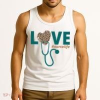 Love Nurse Life Leopard Heart Tank Top thumb 3