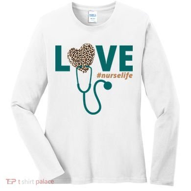 Love Nurse Life Leopard Heart Women's Long Sleeve Shirt