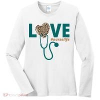 Love Nurse Life Leopard Heart Women's Long Sleeve Shirt thumb 0