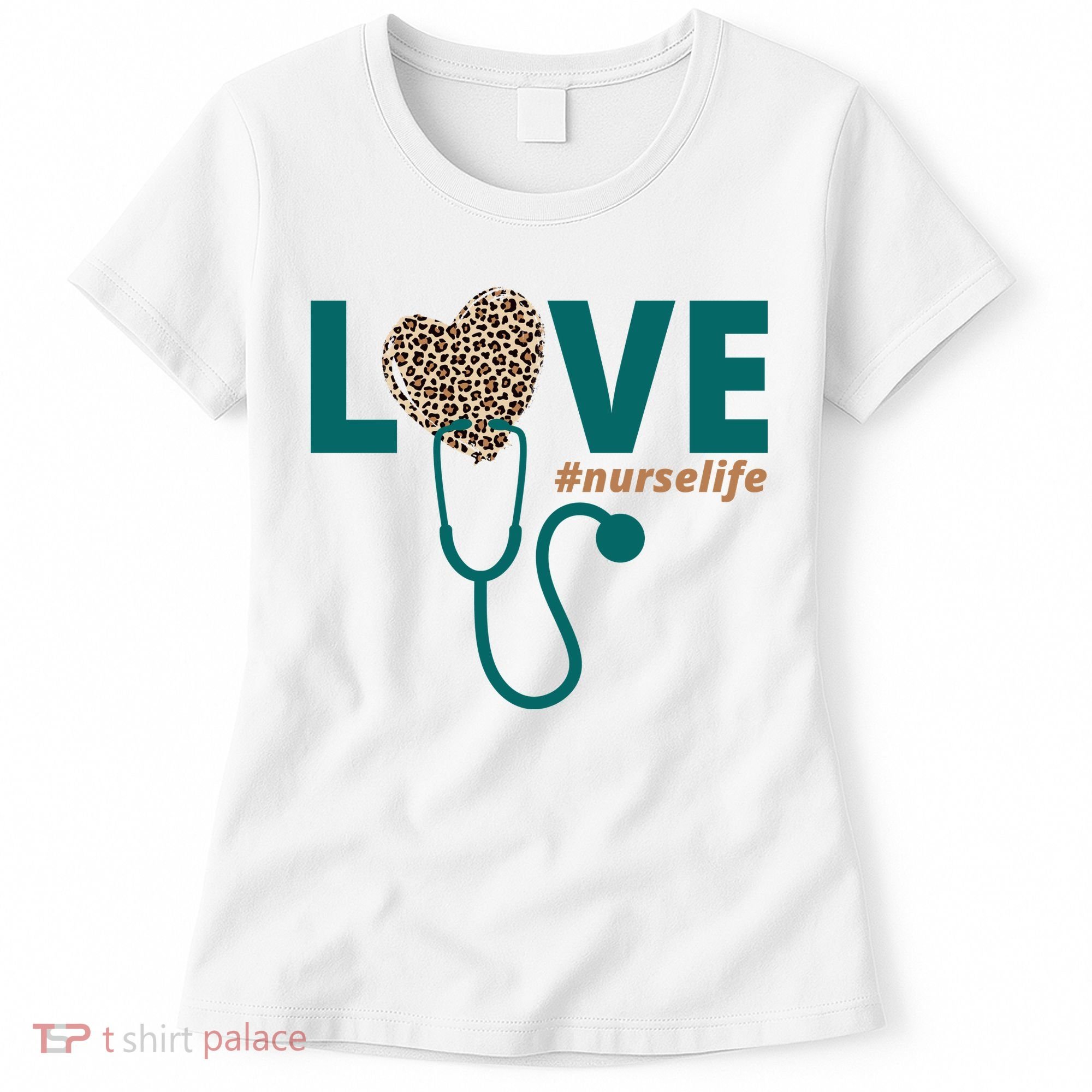 Love Nurse Life Leopard Heart Women's T-Shirt