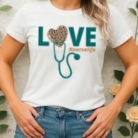 Love Nurse Life Leopard Heart Women's T-Shirt thumb 2